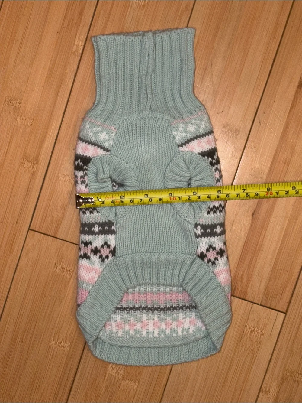 Bow-Accent Fair Isle Knit Sweater - Mint Pink, NWOT